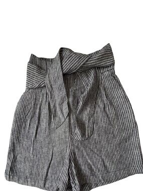 Dynamite Womens Black/White Stripe Linen Blend Fabric Belt Summer Shorts-Sz-S